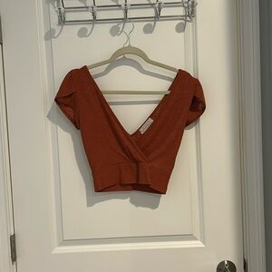 Orange V Neck Crop Top